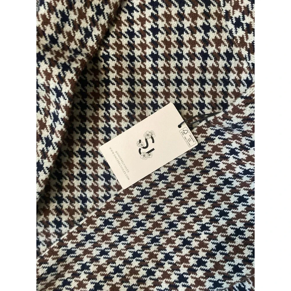 Sincerely Jules Viscose Houndstooth Blazer Black Brown Classic Staple Size XL